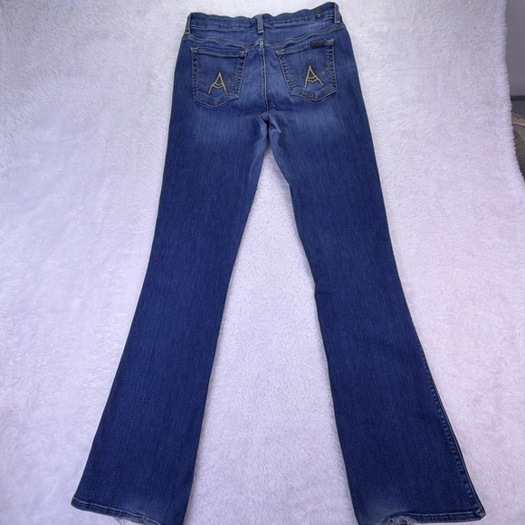 7 For All Mankind Jeans Womens 30x34 Flare Bootcut 'A'‎ Pocket Dark Distressed - Picture 5 of 8